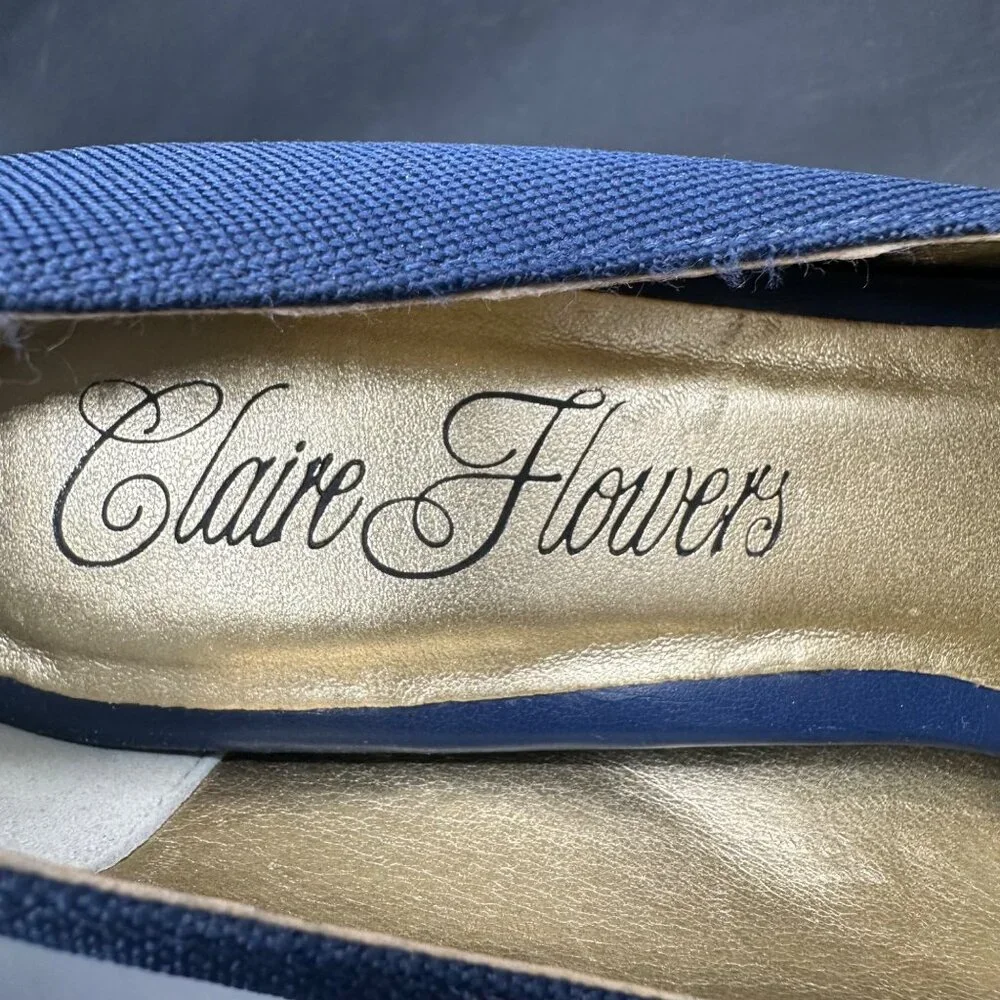 Claire Flowers Navy Blue Pointed Toe Heels Pumps Womens Size 7 Pointed Toe - Picture 8 of 14